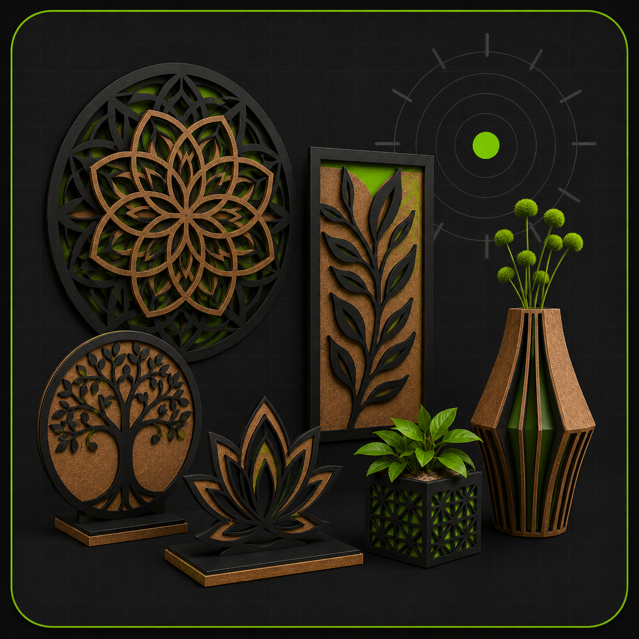 Mandala decorativa cortada a laser em MDF