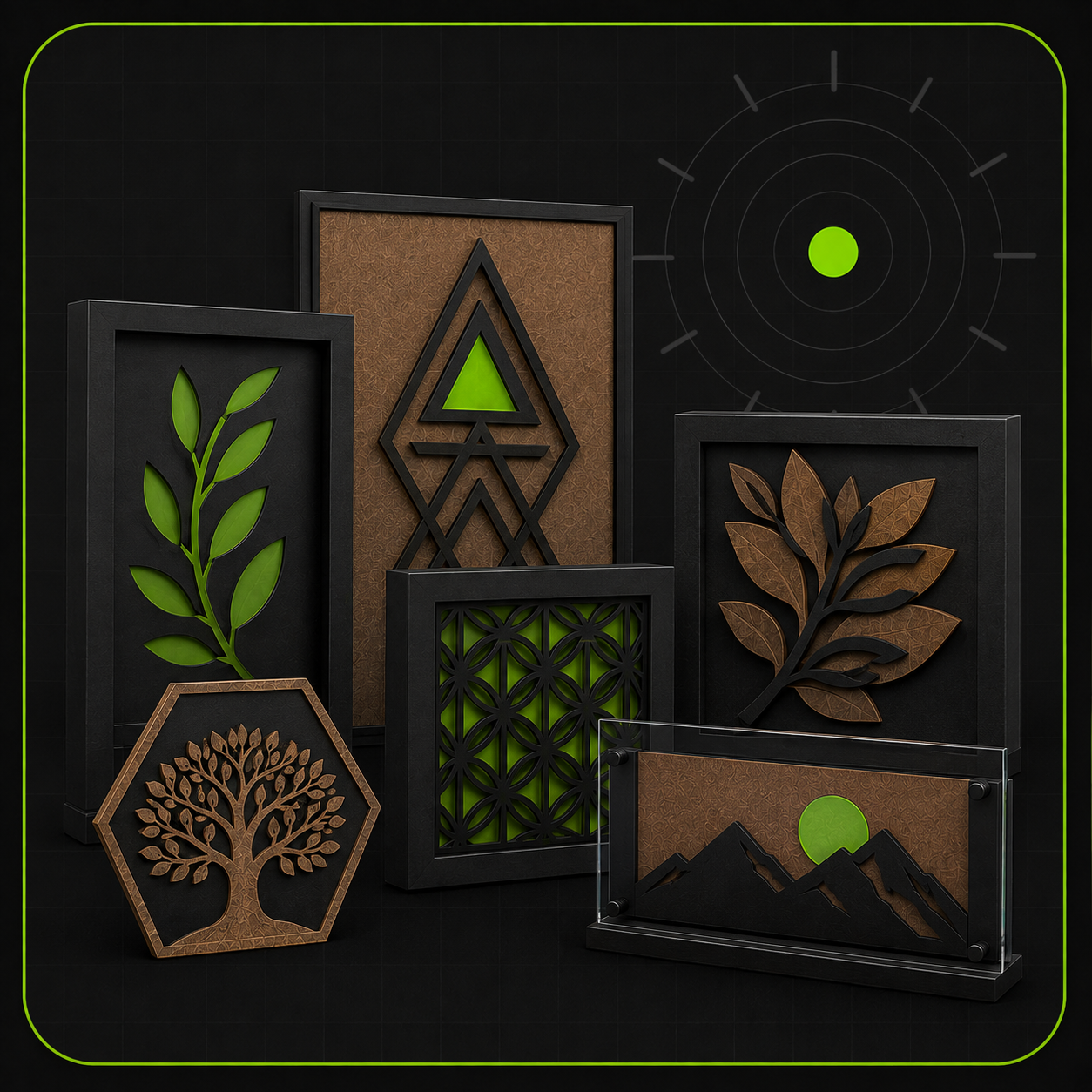 Quadro multicamadas em MDF cortado a laser